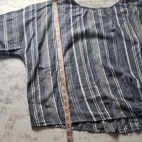 Time and Tru Navy Blue and White Stripped Blouse - Picture 10 of 10